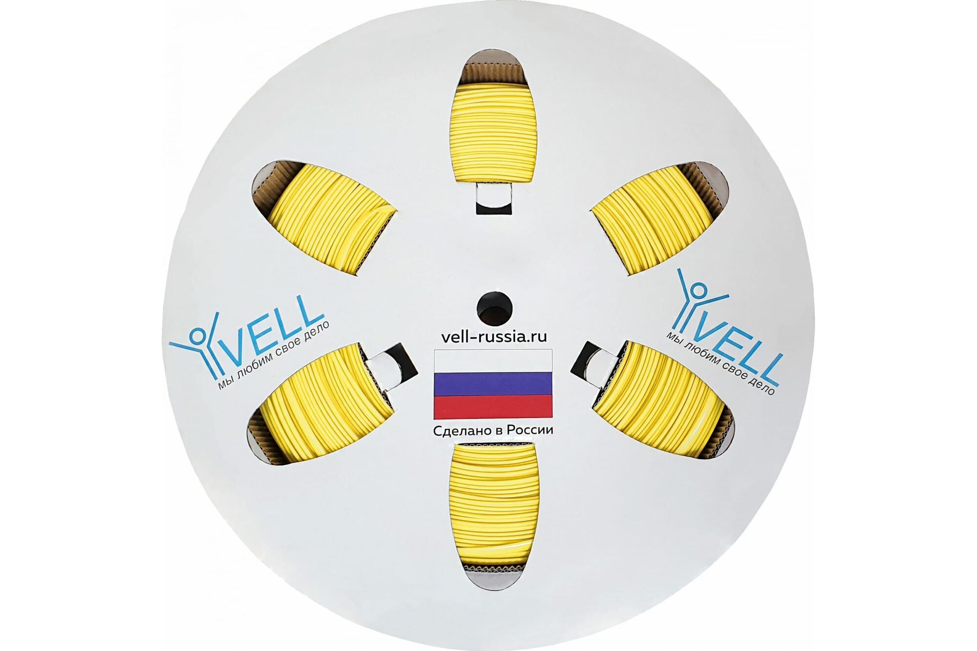 Овальный ПВХ профиль для маркировки проводов Vell YL-036 d 3,6 мм, 200 метров, желтый 378022