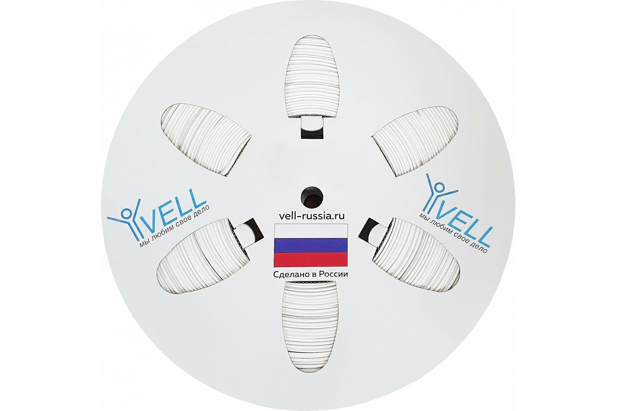 Овальный ПВХ профиль для маркировки проводов Vell WL-032 d 3,2 мм, 200 метров, белый, самозатухающий 378021