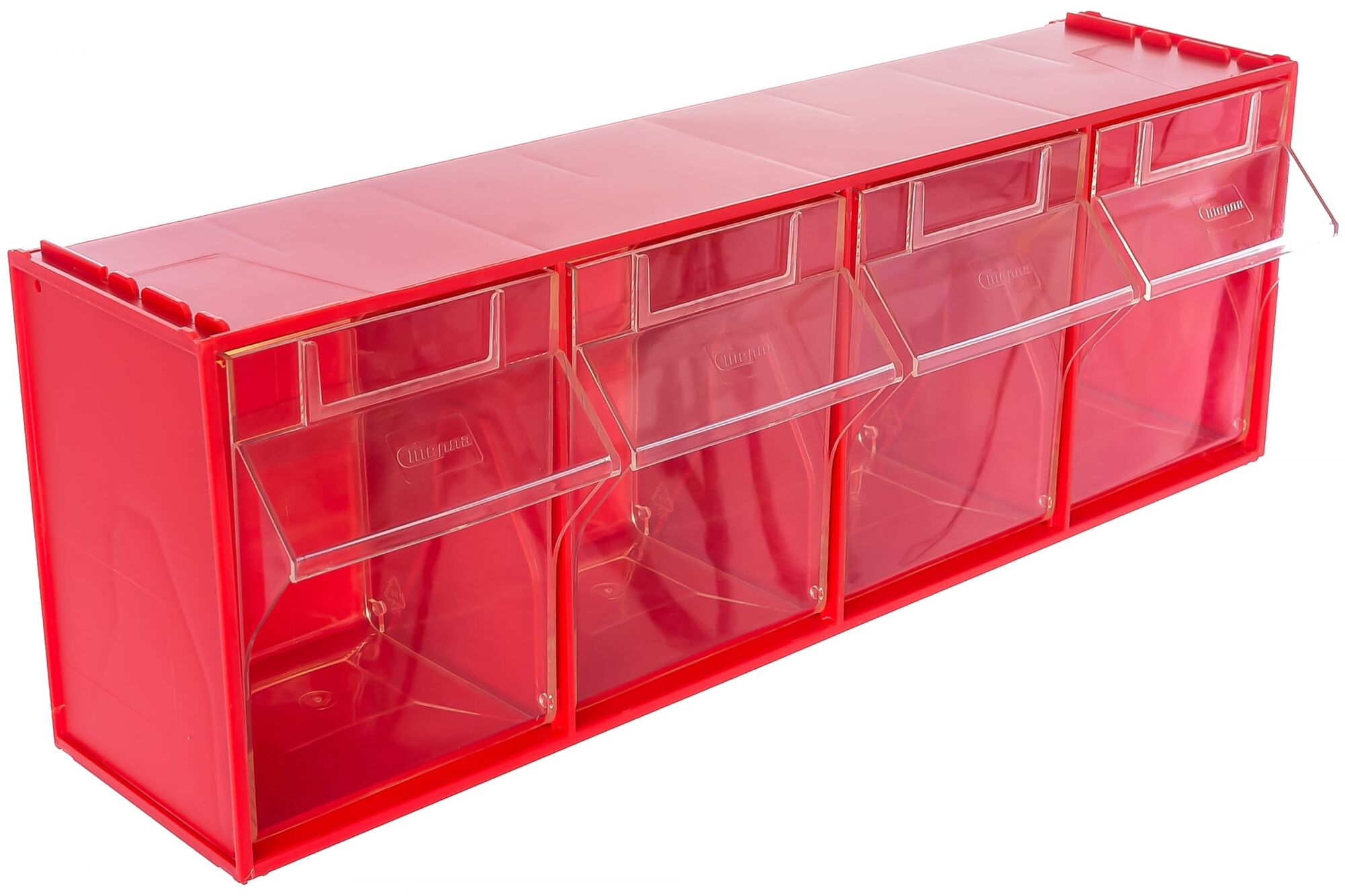 Откидной короб 4 ячейки, красный/прозрачный Стелла 104