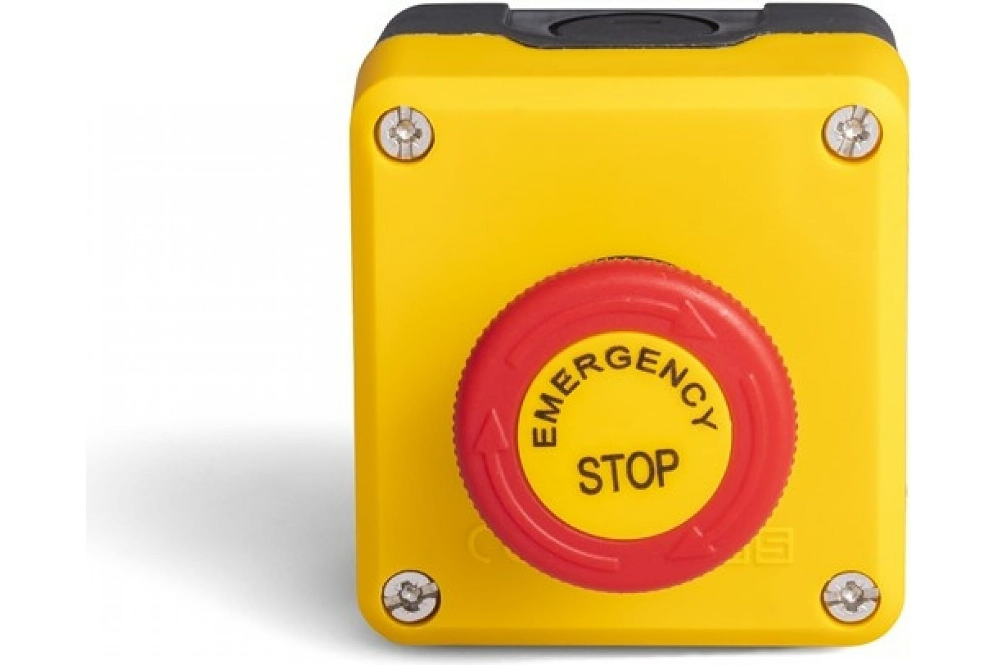 Пульт управления 1 кнопочный с аварийной кнопкой Emas с маркир, на грибке, 240 В, 4А P1EC400E40E